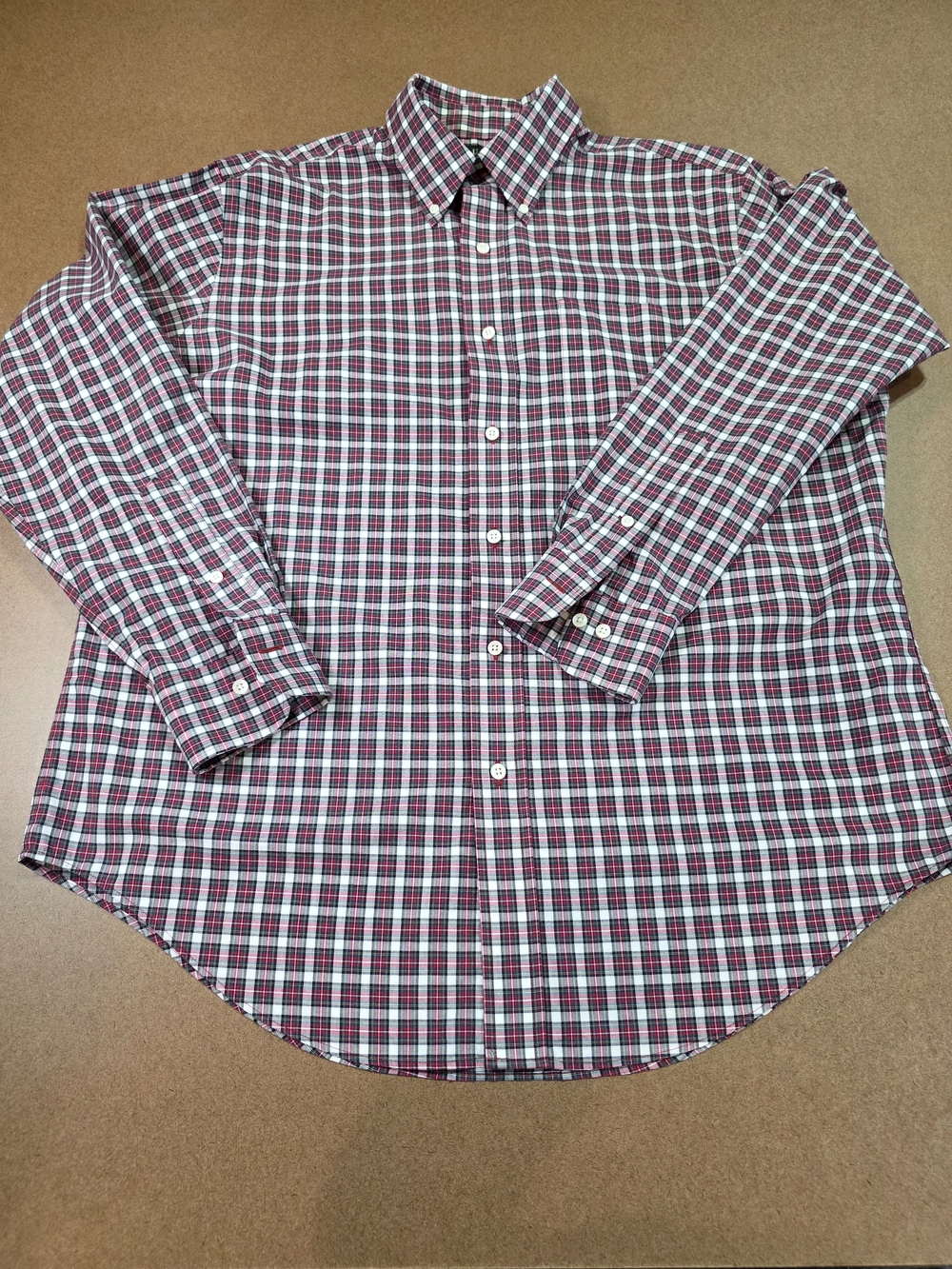 Lauren Ralph Lauren Red, White & Navy Plaid Button-Down Shirt 16 1/2 34-35